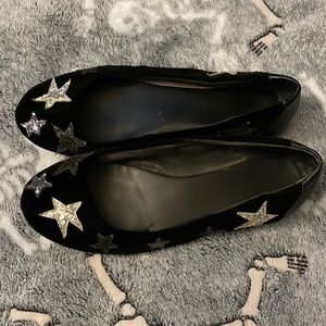 BCBGeneration Womens Size 9 Ginger Star Black Velvet Flats